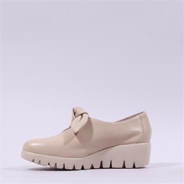 Wonders San Marino Bow Tie Wedge - Beige Leather